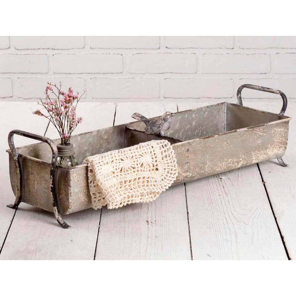 Rustic Metal Kitchen Caddy with Bird