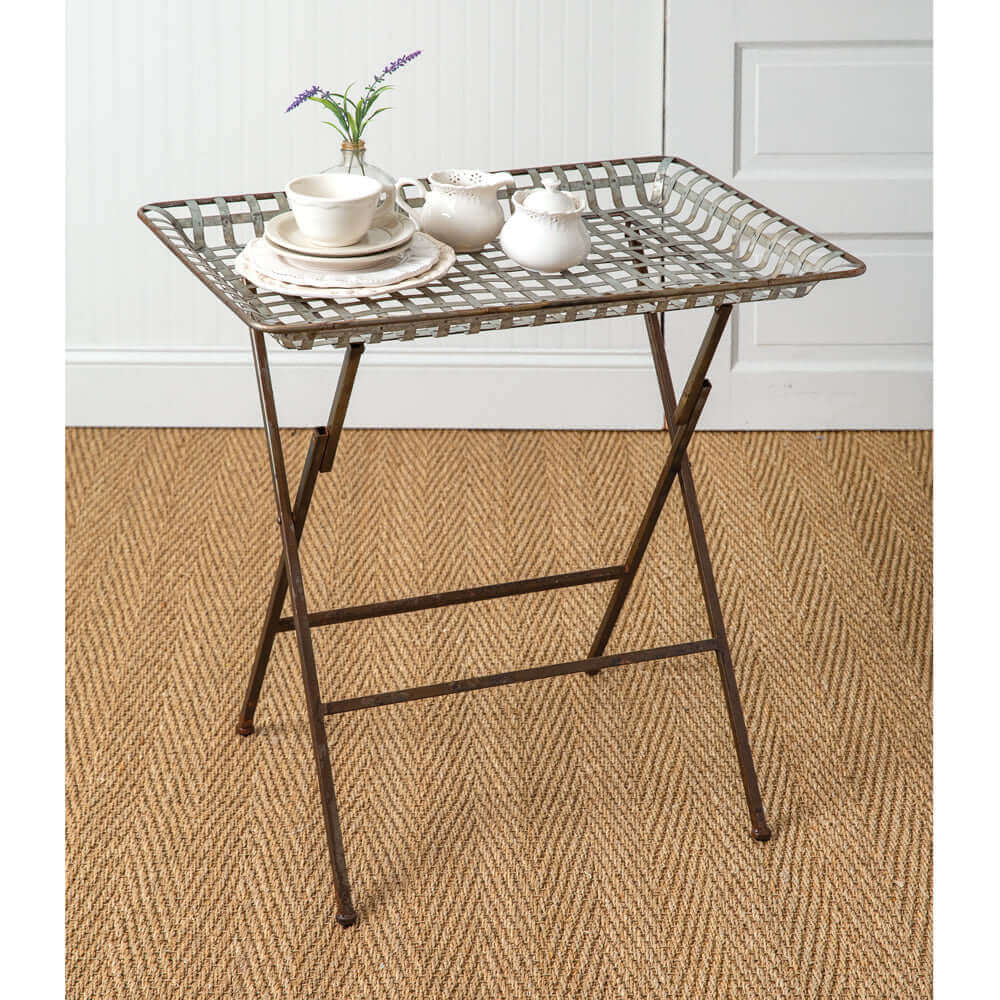 Rustic Metal Lattice Folding Table