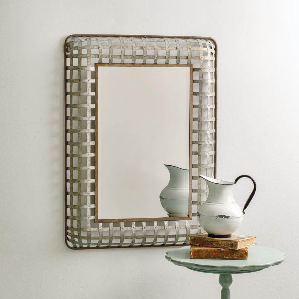 Rustic Metal Lattice Wall Mirror