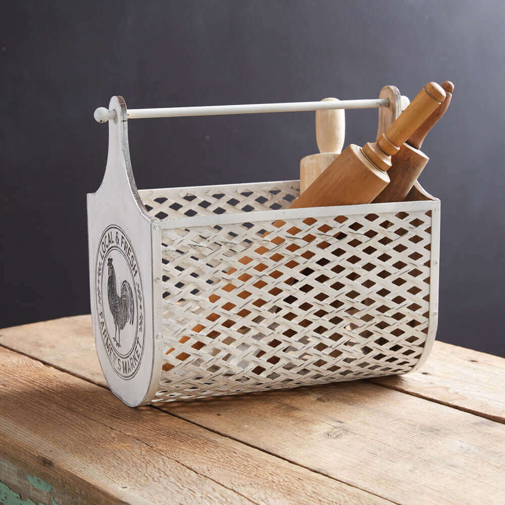 Rustic Rooster Farmhouse Kitchen Basket Organizer