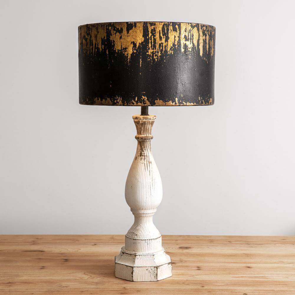 Rustic Table Lamp with Distressed Metal Shade