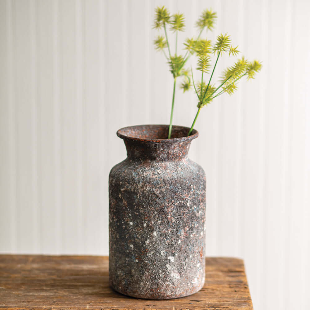 Rustic Textured Metal Flower Vase