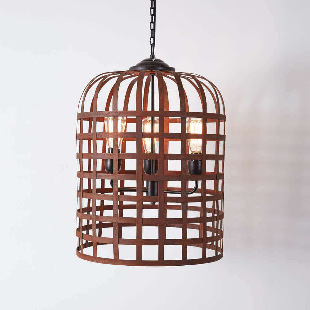 Rustic Three-Light Lattice Pendant Light