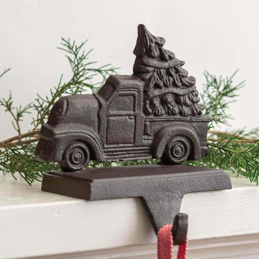 Rustic Truck with Christmas Tree Stocking Holder