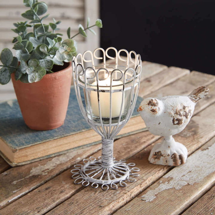 Shabby Chic Goblet Votive Candle Holder (Set of 2)