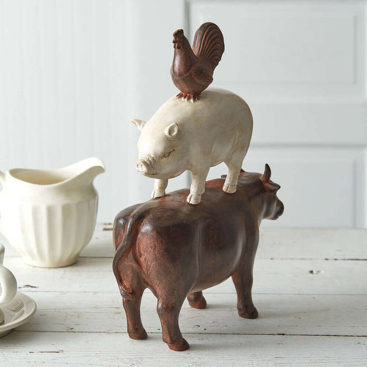 Stacked Farmhouse Animals Figurine