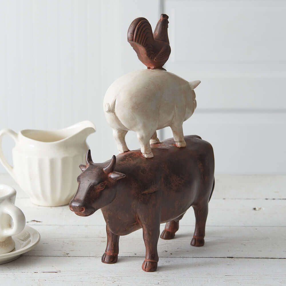 Stacked Farmhouse Animals Figurine