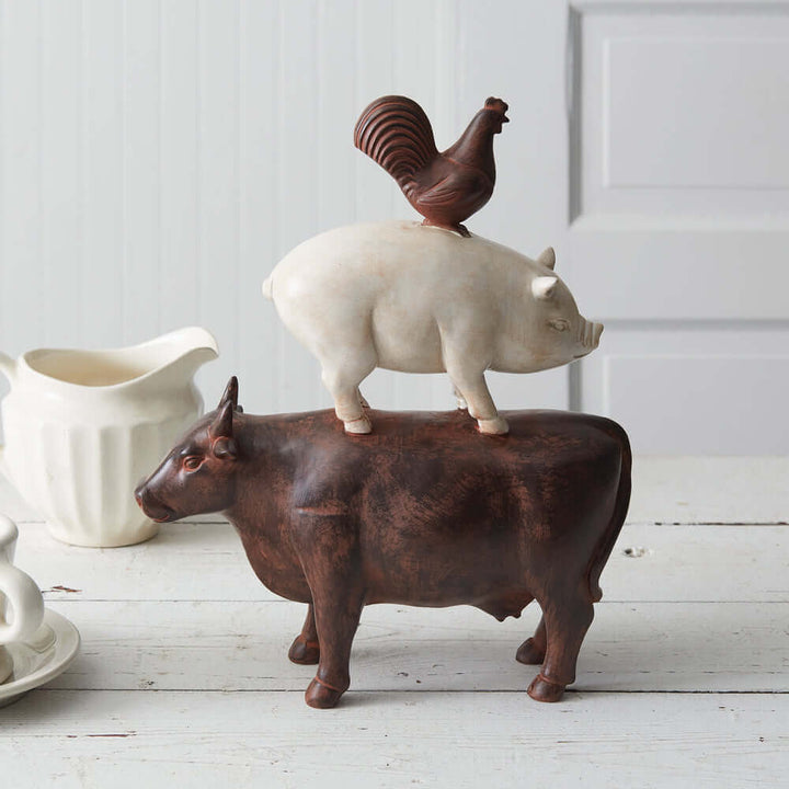 Stacked Farmhouse Animals Figurine