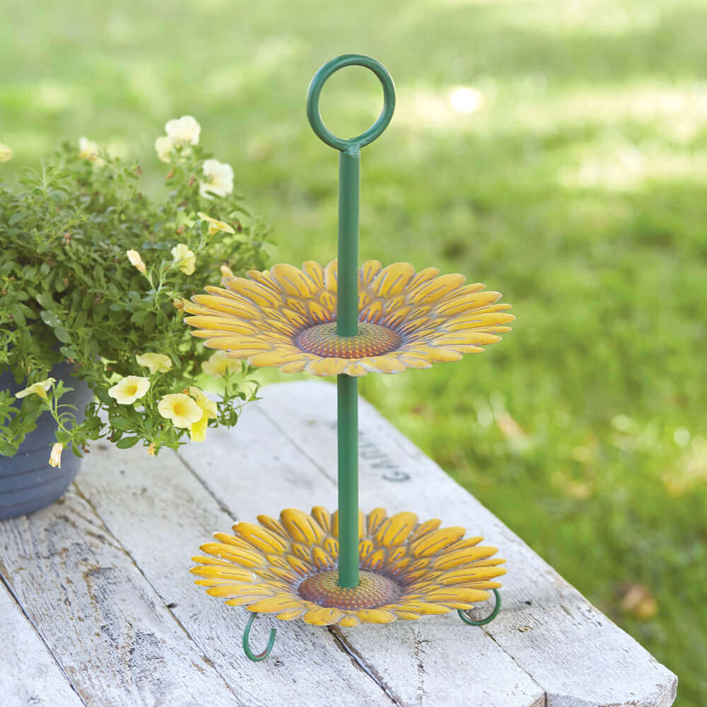 Sunflower Two-Tier Tray in Metal