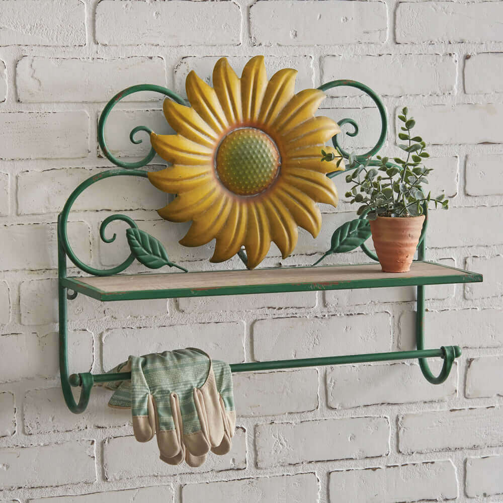 Sunflower Wall Shelf with Towel Bar