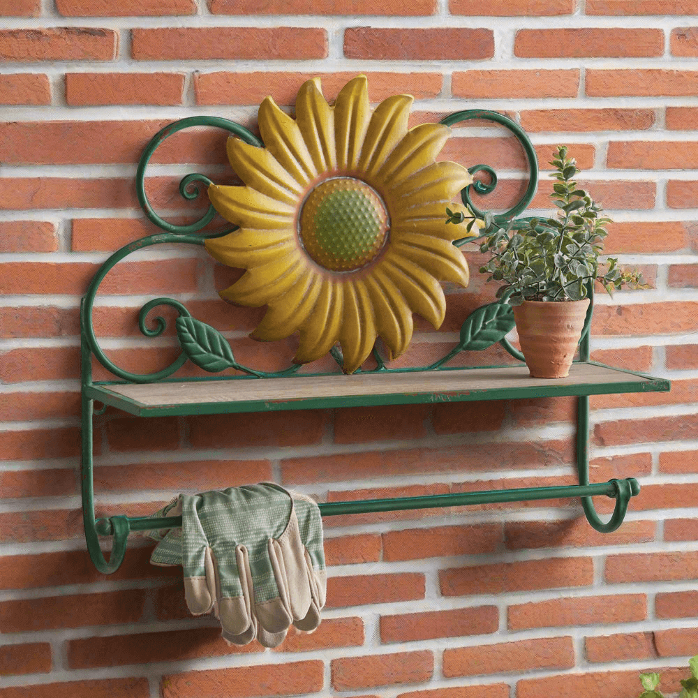 Sunflower Wall Shelf with Towel Bar