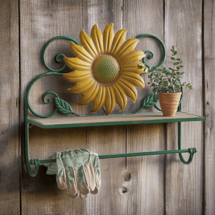 Sunflower Wall Shelf with Towel Bar