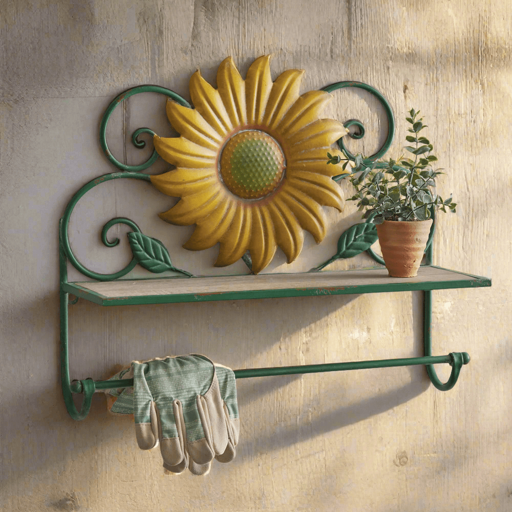 Sunflower Wall Shelf with Towel Bar