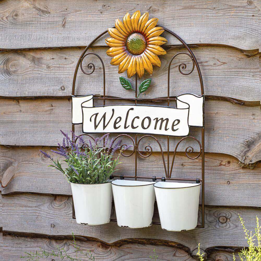 Sunflower Welcome Wall Planter with Pots