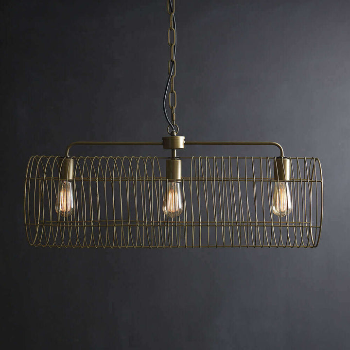 Three Light Kitchen Island / Bar Pendant Lamp in Copper Finish