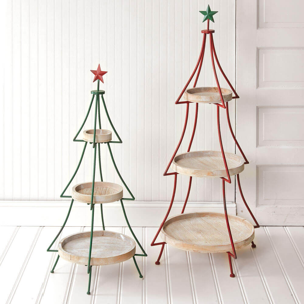 Three-Tier Rustic Christmas Tree Display Stands (Set of 2)