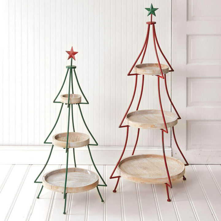 Three-Tier Rustic Christmas Tree Display Stands (Set of 2)