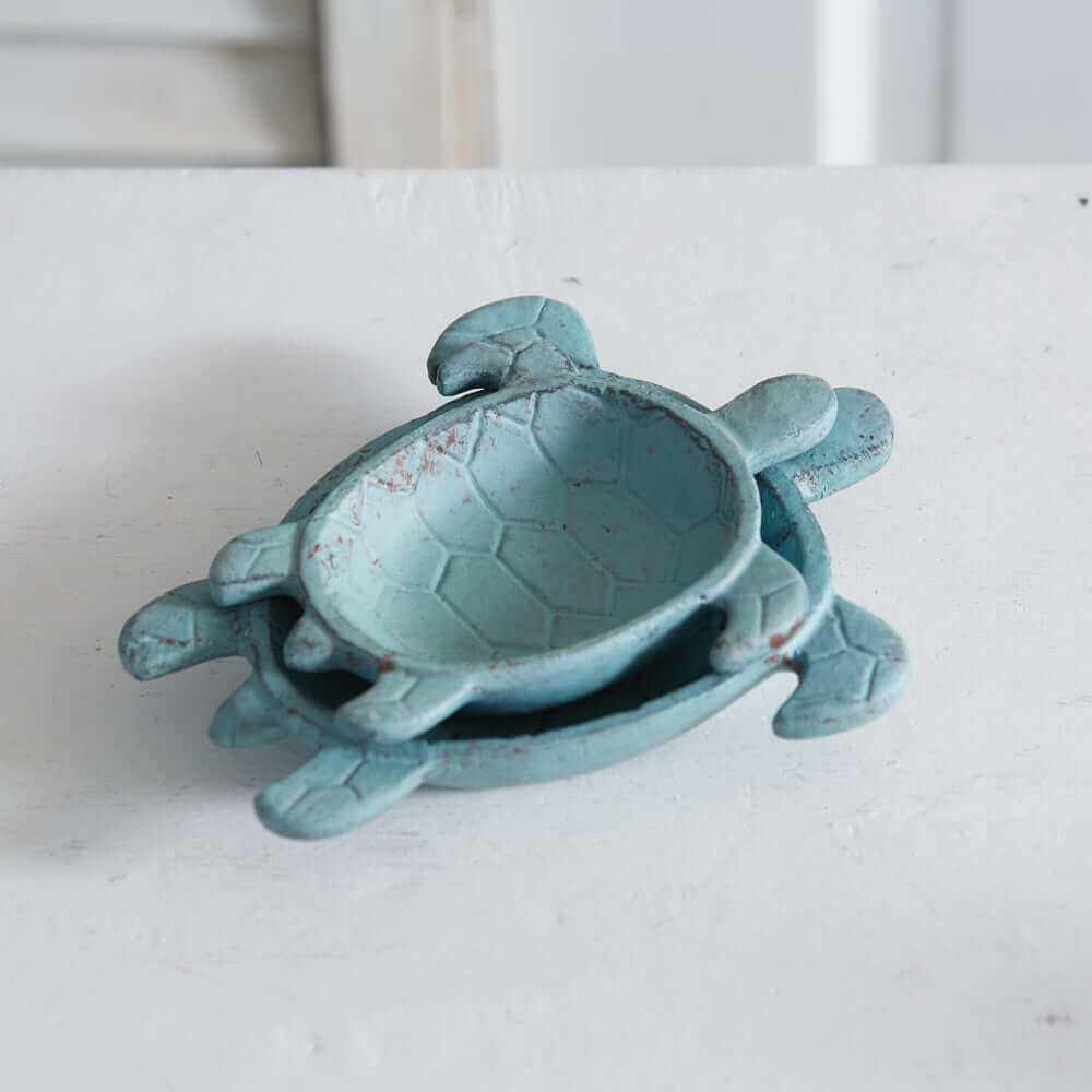 Verdigris Sea Turtle Trinket Dishes (Set of 2)