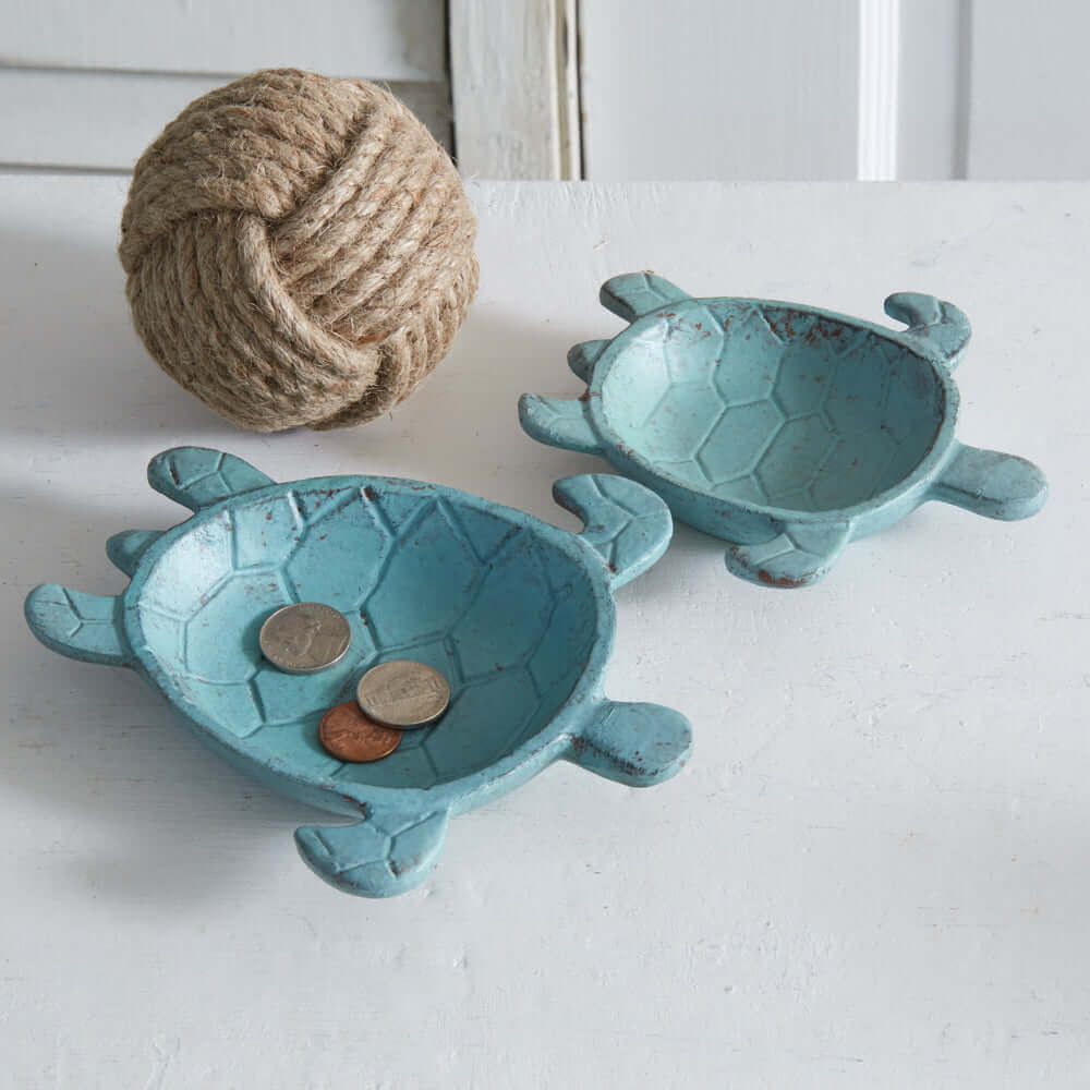 Verdigris Sea Turtle Trinket Dishes (Set of 2)