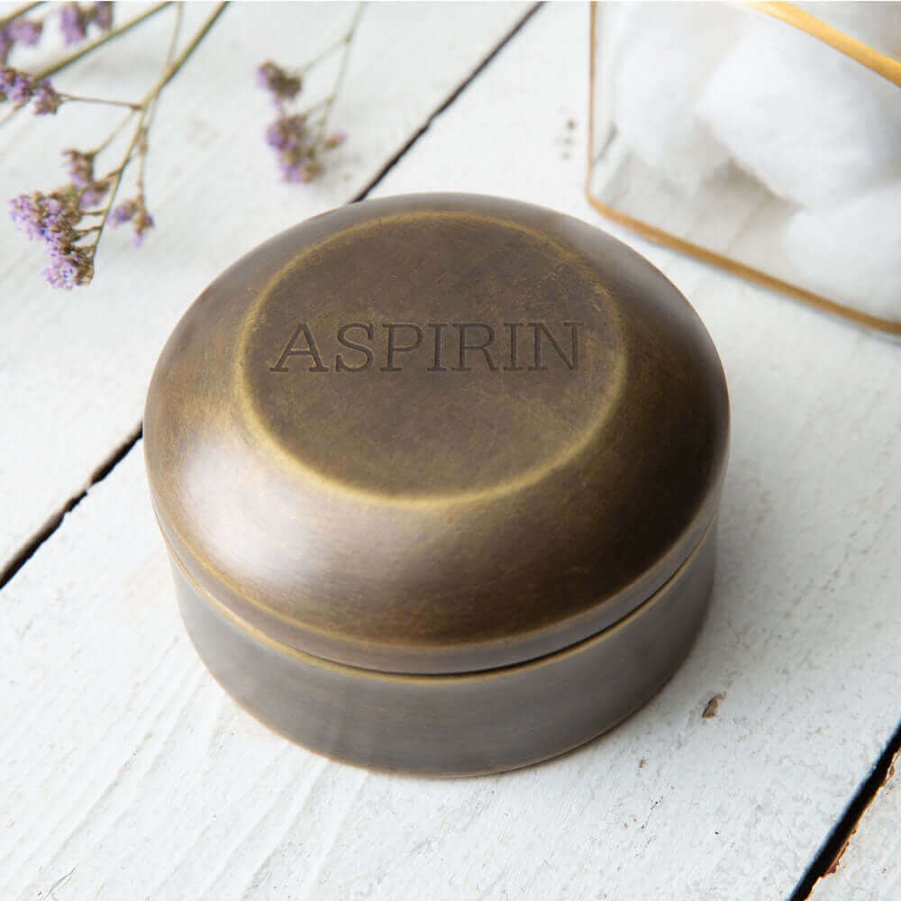 Vintage Brass Aspirin Pill Box