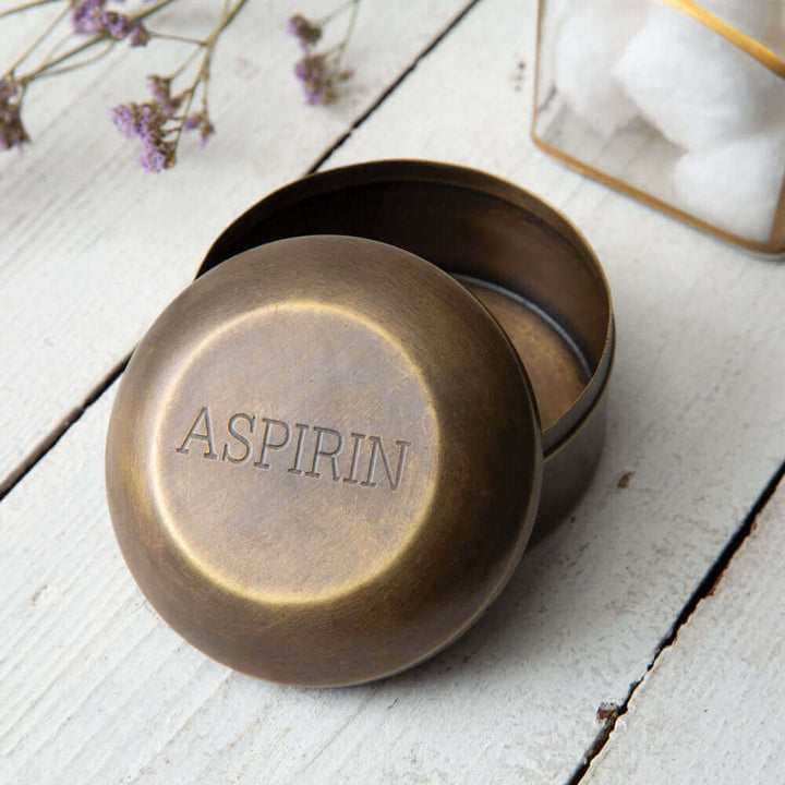 Vintage Brass Aspirin Pill Box