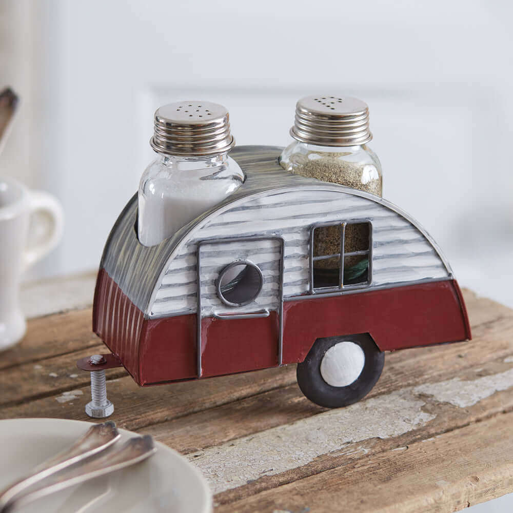 Vintage Camper Caddy with Salt and Pepper Shakers