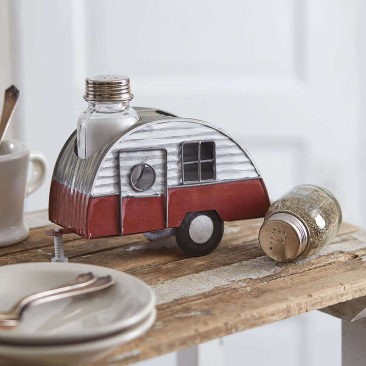 Vintage Camper Caddy with Salt and Pepper Shakers