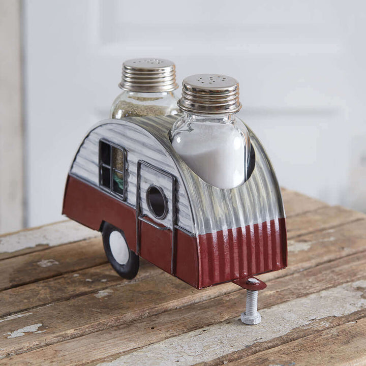 Vintage Camper Caddy with Salt and Pepper Shakers