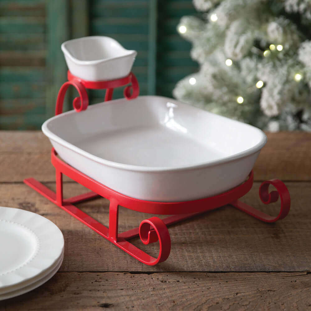 Vintage Christmas Party Platter Sled