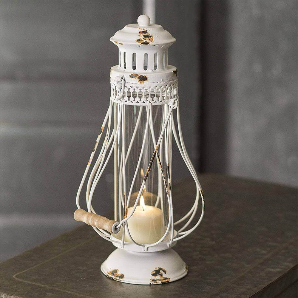 Vintage Distressed Metal Candle Lantern