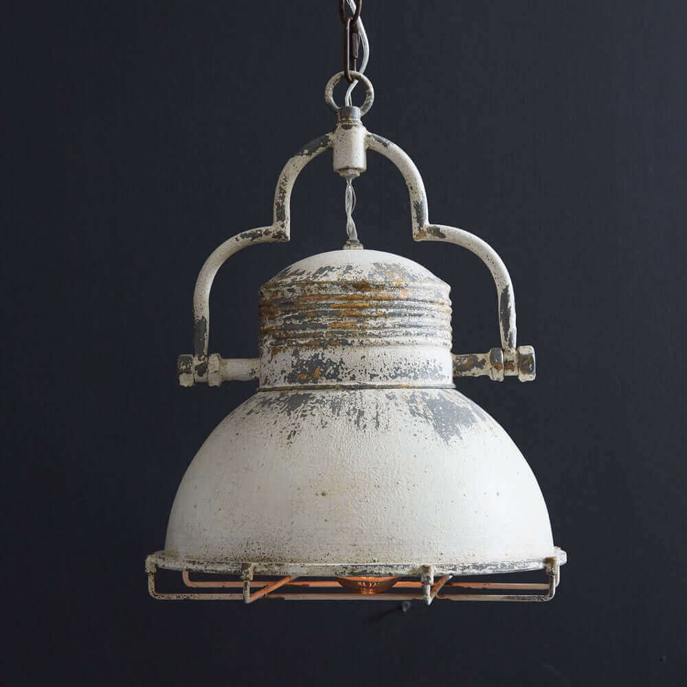 Vintage Farmhouse Pendant Light in Distressed White