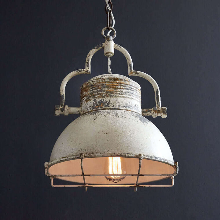 Vintage Farmhouse Pendant Light in Distressed White