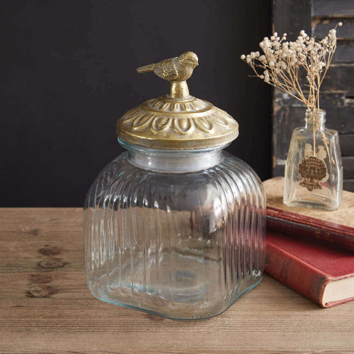 Vintage Gold Bird Cookie Jar