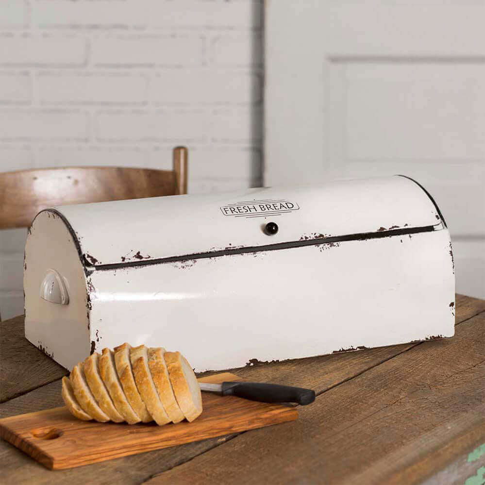 Vintage Inspired Bread Box in White