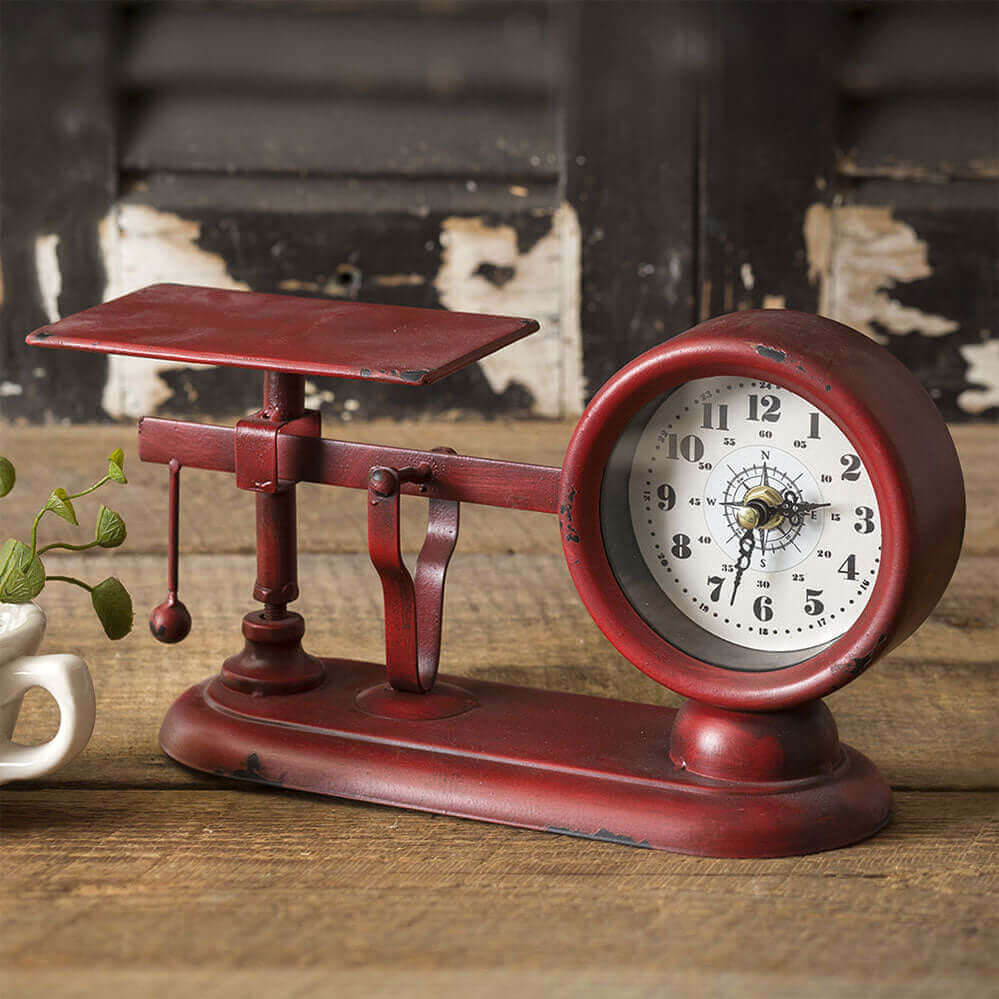 Vintage Inspired Clock and Balance Beam Scale