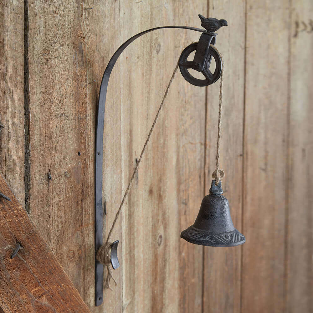 Vintage Inspired Country Cast Iron Bell and Pulley