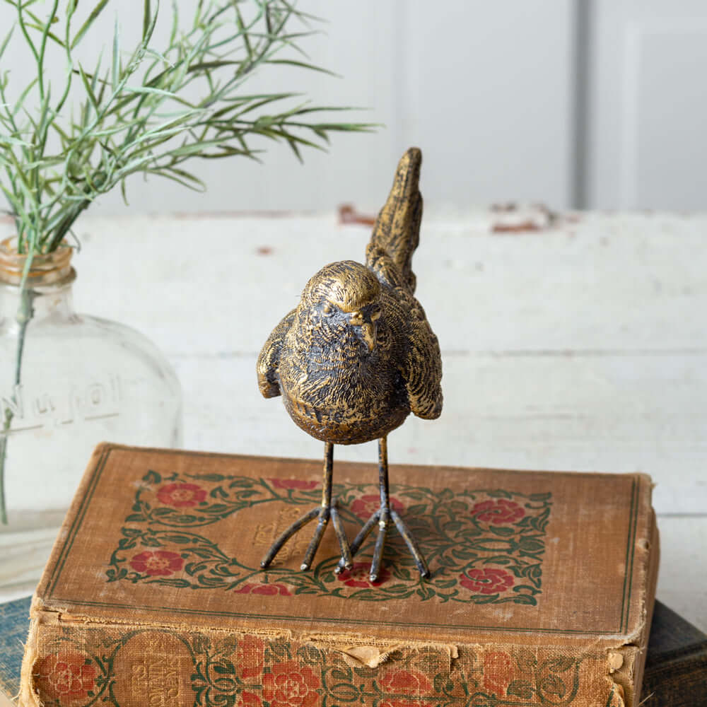 Vintage Inspired Gold Parakeet Figurine in Resin