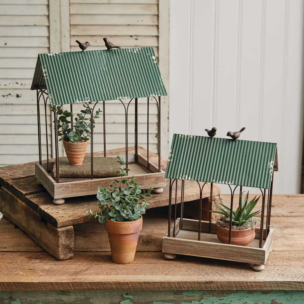 Vintage Inspired Green Roof Terrariums (Set of 2)