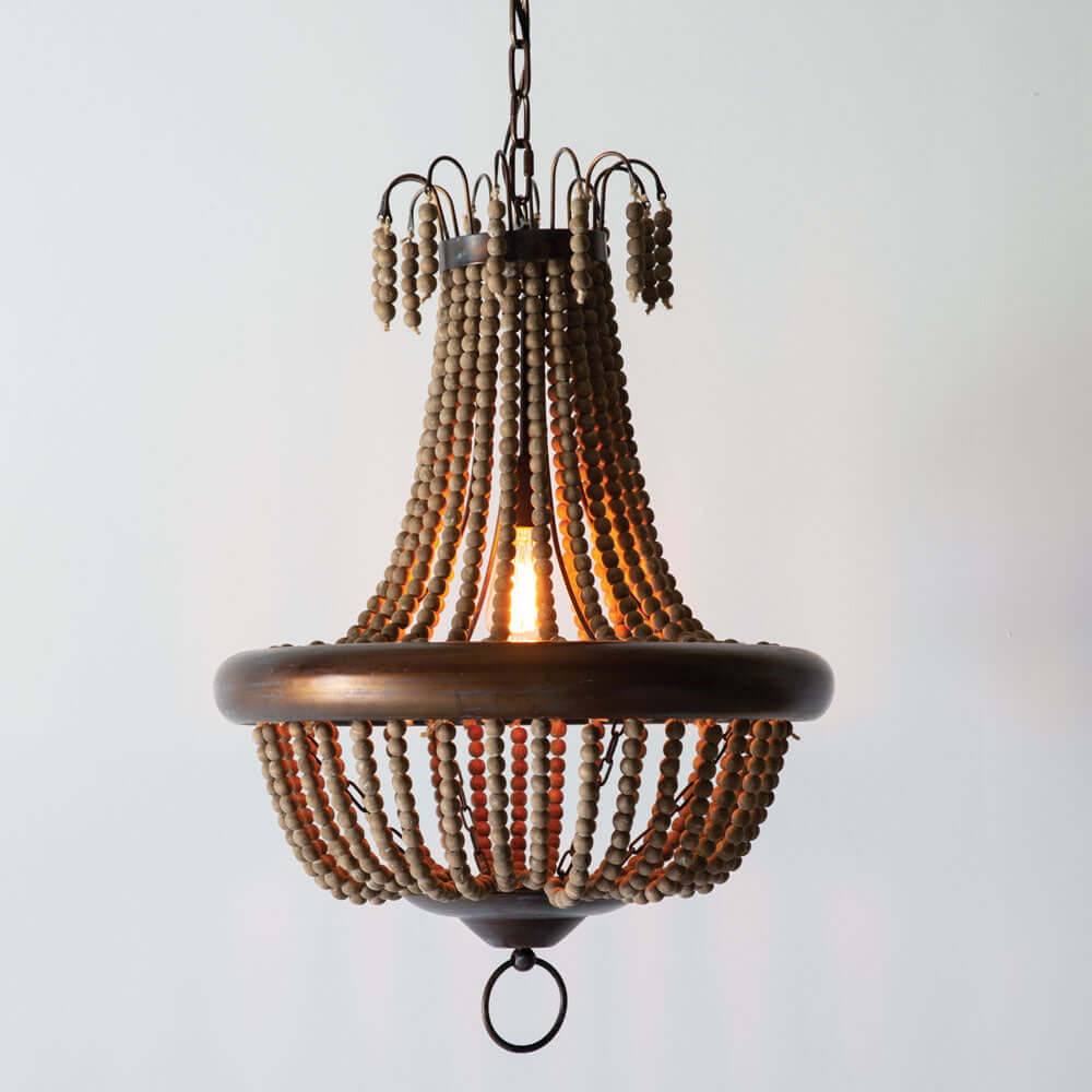 Vintage Inspired Milo Wood Bead Pendant Light