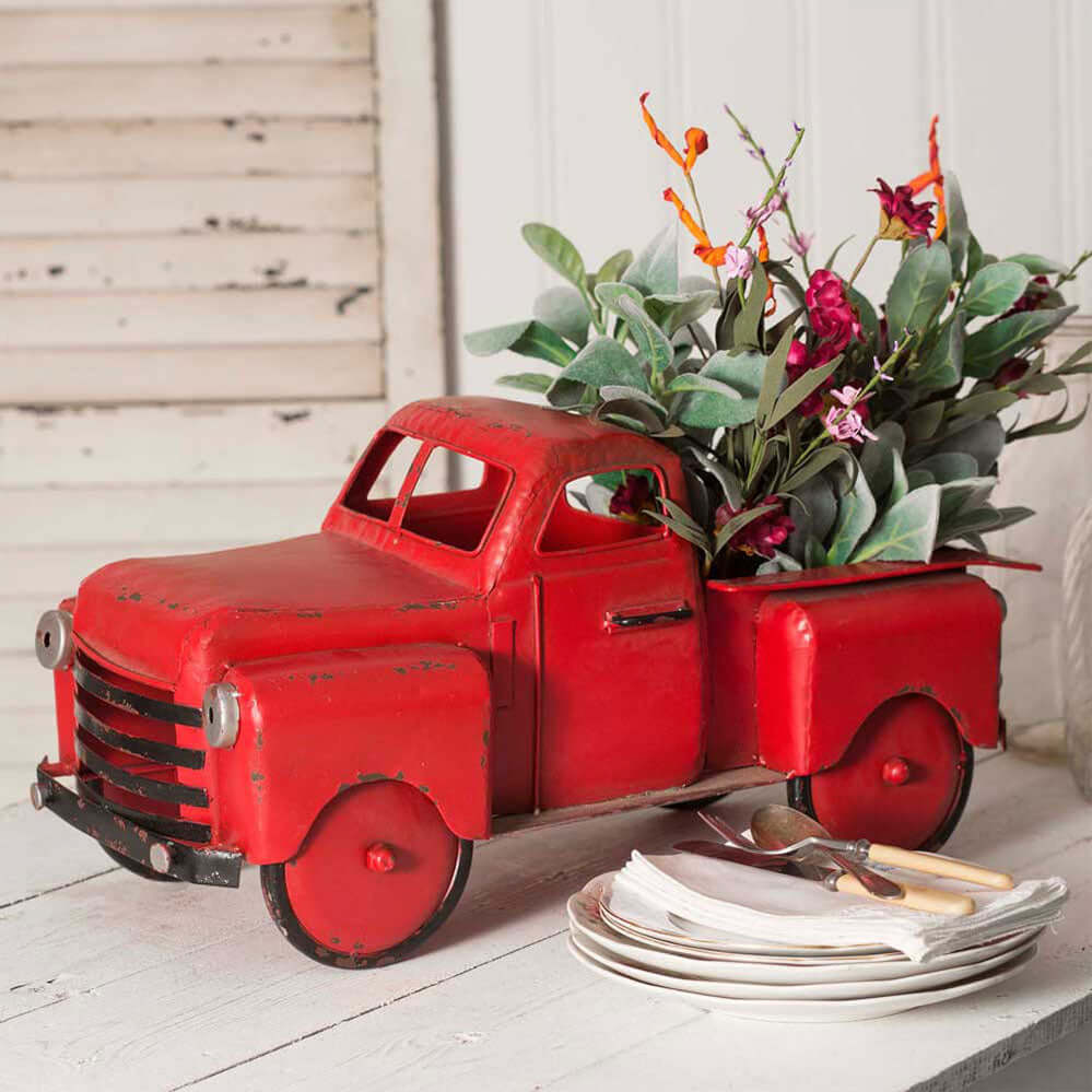 Vintage Inspired Red Truck Garden Planter