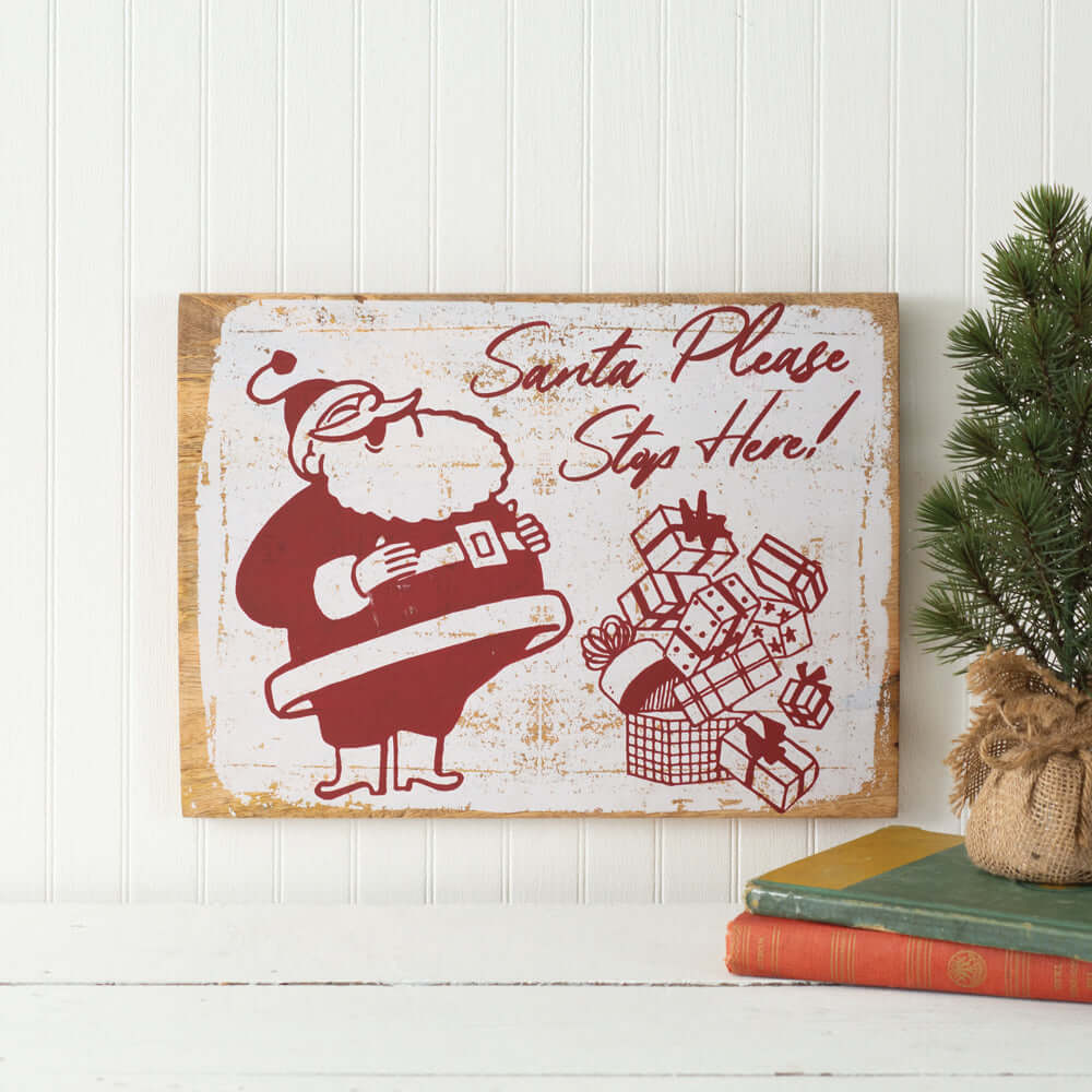 Vintage Inspired Santa Wall Sign