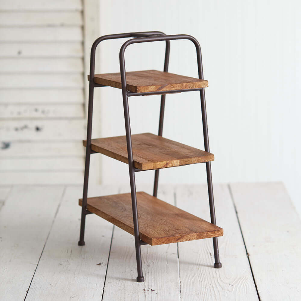 Vintage Inspired Tabletop Metal and Wood Shelves