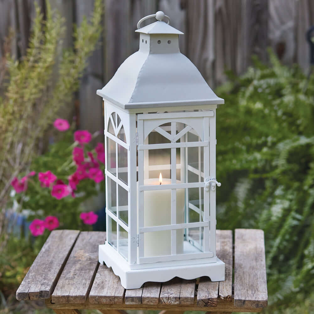 Vintage Inspired White Metal Window Lantern