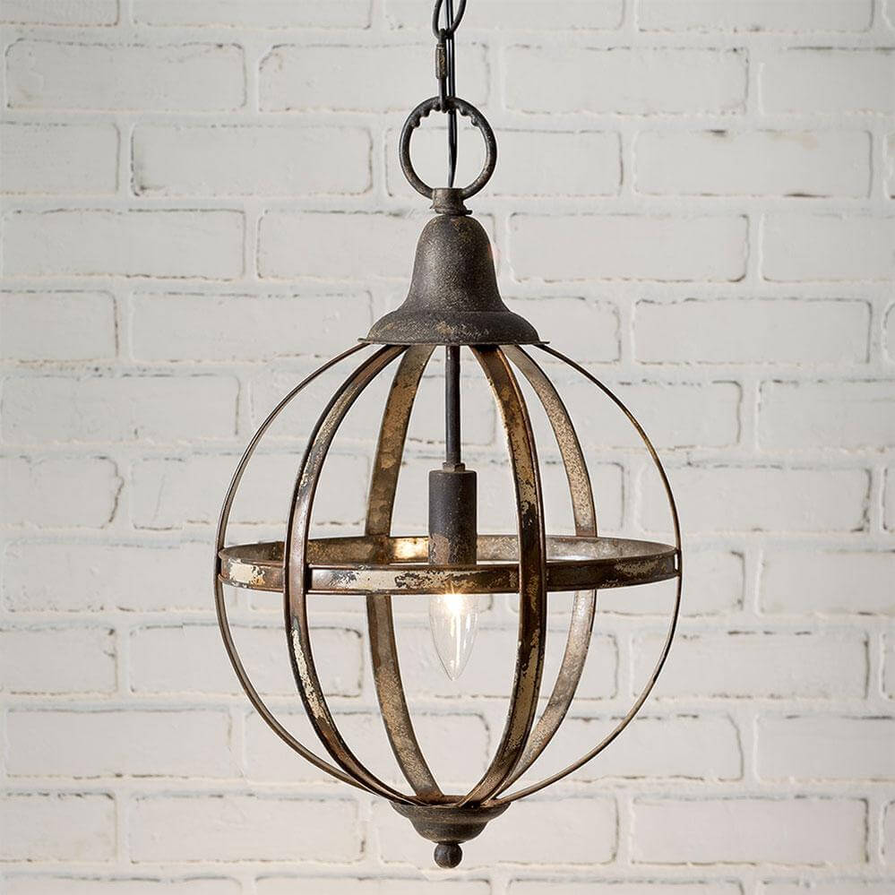 Vintage Rustic Metal Sphere Pendant Light