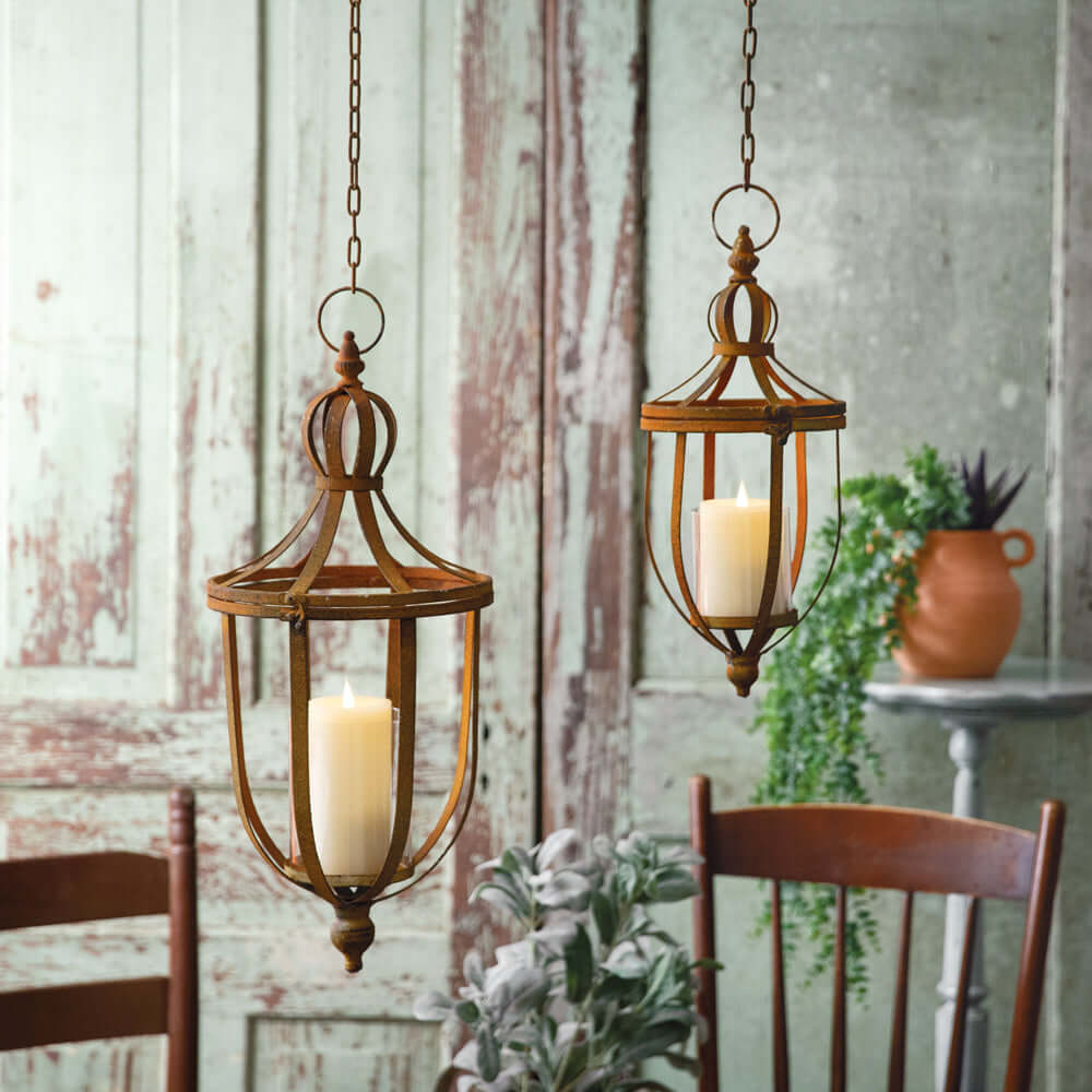 Vintage Rustic Pendant Lanterns (Set of 2)