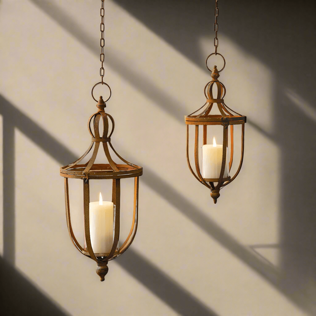 Vintage Rustic Pendant Lanterns (Set of 2)