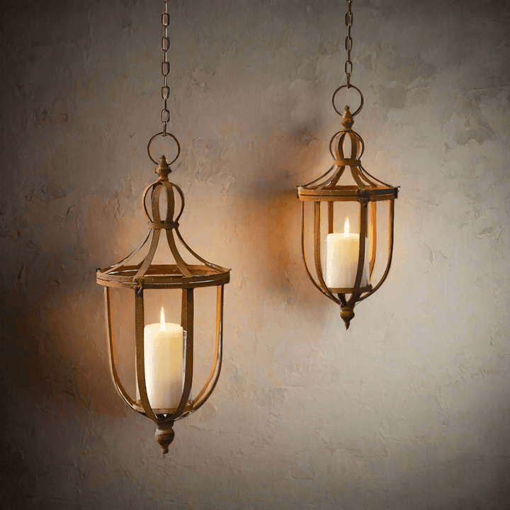 Vintage Rustic Pendant Lanterns (Set of 2)