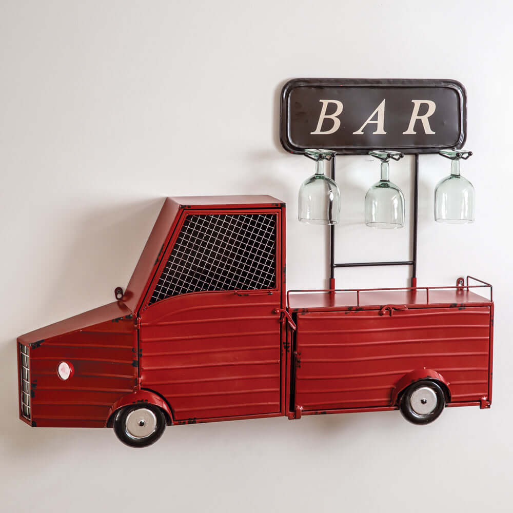 Wall Mounted Red Truck Wine Bar