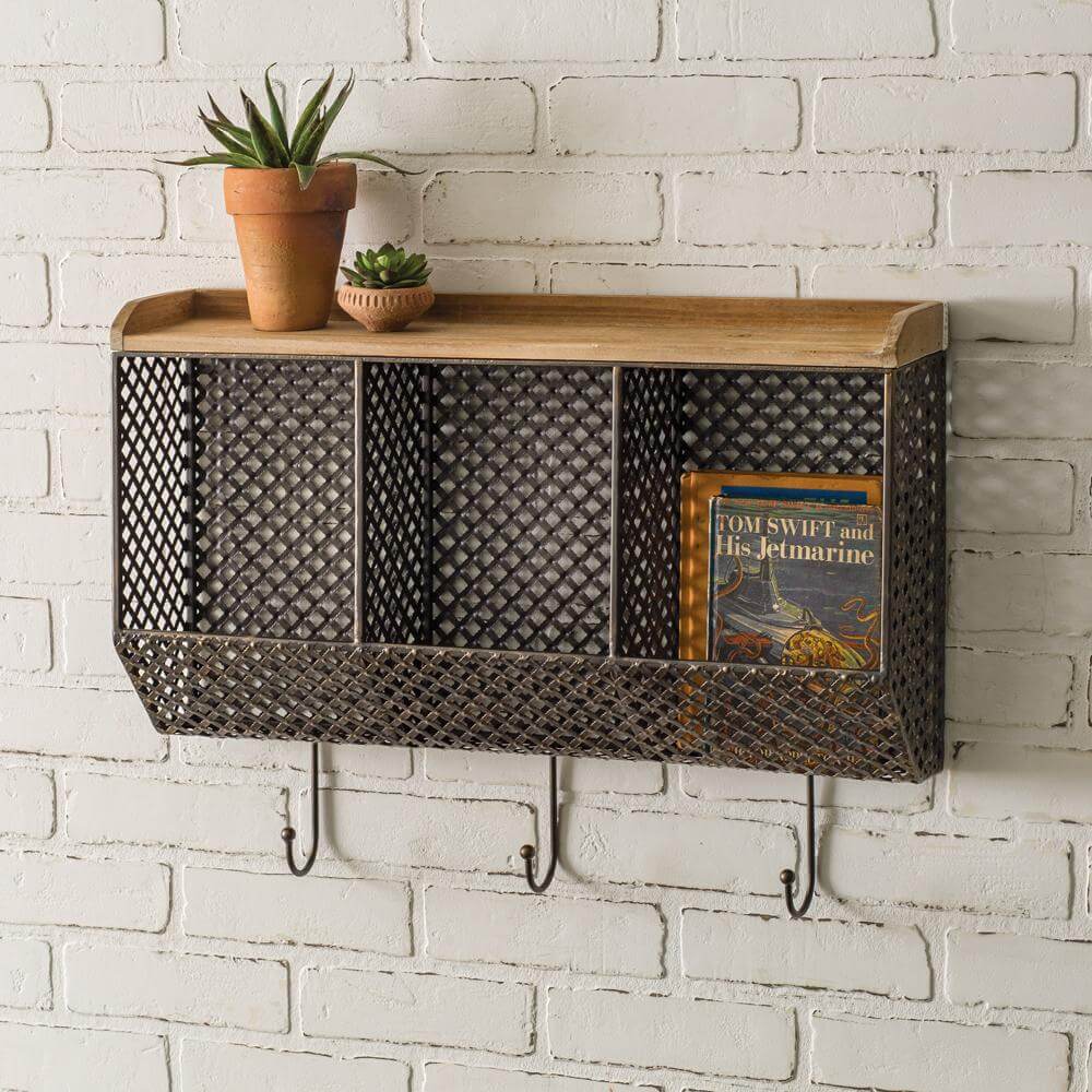 Wall Organizer Shelf with Hooks