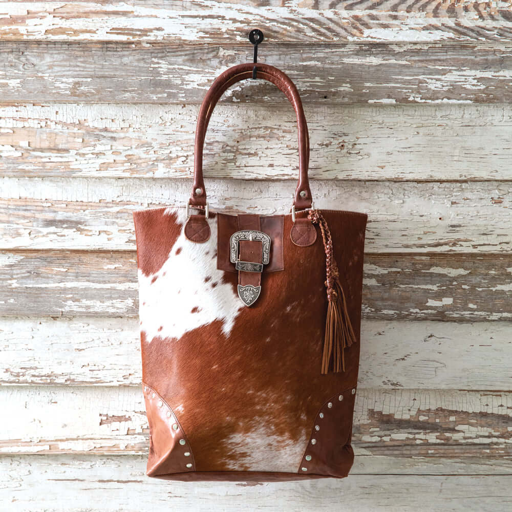 Western Cowhide Leather Tote Bag